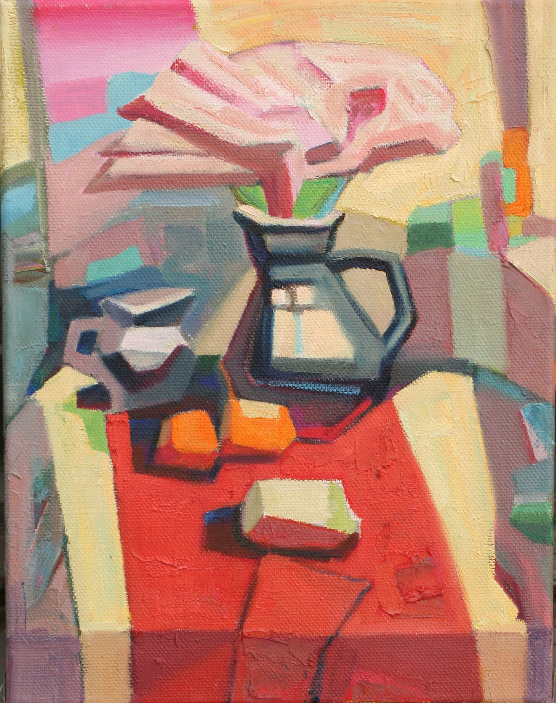 Still life with red drapery